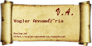 Vogler Annamária névjegykártya
